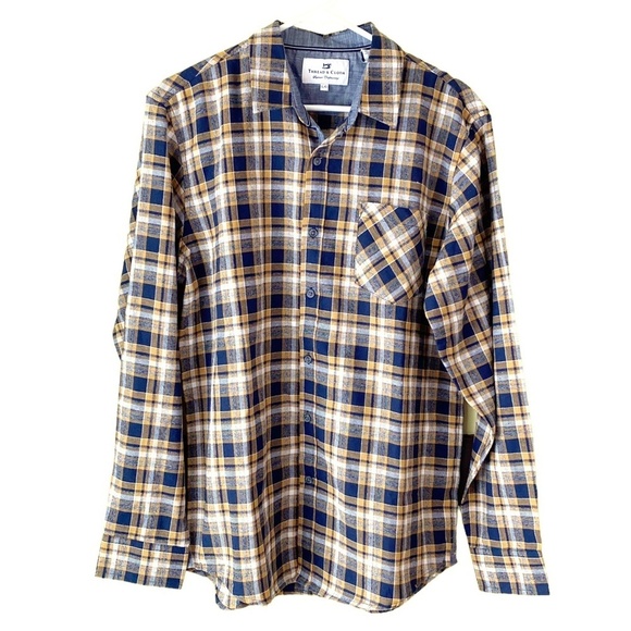 Thread & Cloth Mens Flannel Shirt NEW ‎ Mustard and Navy Blue - Picture 5 of 6